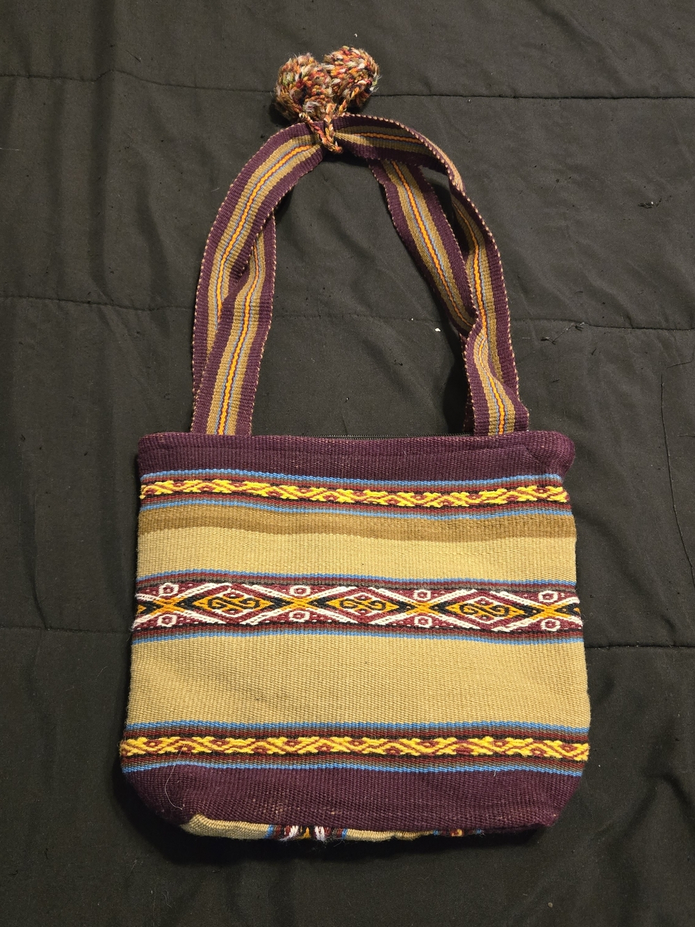 Handwoven Multicolored Patterned Hand Bag